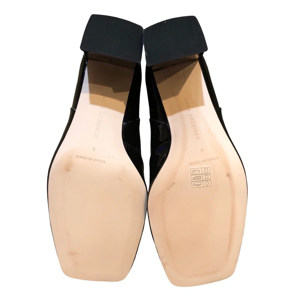 good american patent leather black  heeled boots NWOB